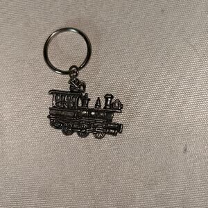 Steam Engine 104 Train Pewter Keychain Key Ring